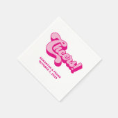 Retro Hot Pink Cheers Typografie Hochzeit Serviette (Ecke)