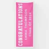 Retro Hot Pink Class of 2024 Abschluss Banner (Vertikal)