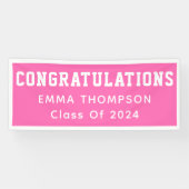 Retro Hot Pink Class of 2024 Abschluss Banner (Horizontal)
