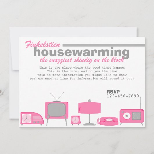 Retro-Hot-Pink-Elektronik Einladung (Vorderseite)