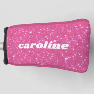 Retro Hot Pink Glitter Glanz Personalisierter Name Golf Headcover