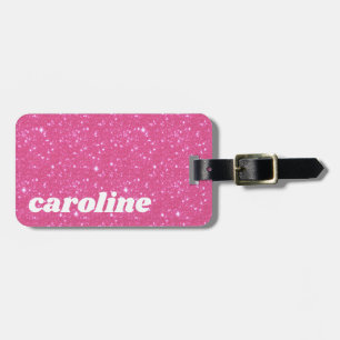 Retro Hot Pink Glitter Glanz y2k Personalisiert Gepäckanhänger