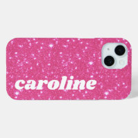 Retro Hot Pink Glitzer Funkeln Personalisierter Na