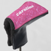 Retro Hot Pink Glitzer Sparkor Personalisierter Na Golf Headcover (3/4 Vorderseite)