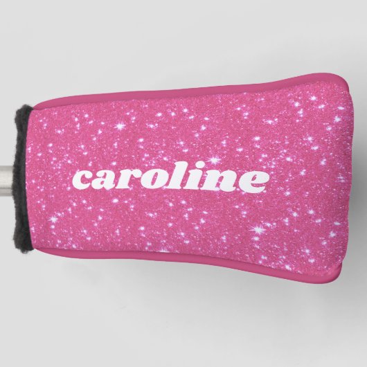 Retro Hot Pink Glitzer Sparkor Personalisierter Na Golf Headcover (Vorderseite)