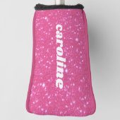 Retro Hot Pink Glitzer Sparkor Personalisierter Na Golf Headcover (Rotieren 90)