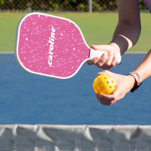 Retro Hot Pink Glitzer Sparkor Personalisierter Na Pickleball Schläger (InSitu)