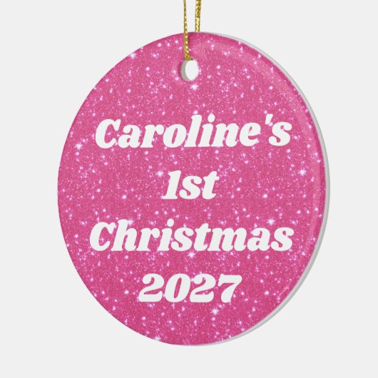 Retro Hot Pink Glitzer Sparky2k Personalisiert Keramik Ornament (Links)