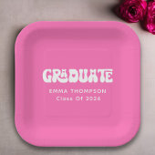 Retro Hot Pink Graduate Class of 2024 Pappteller