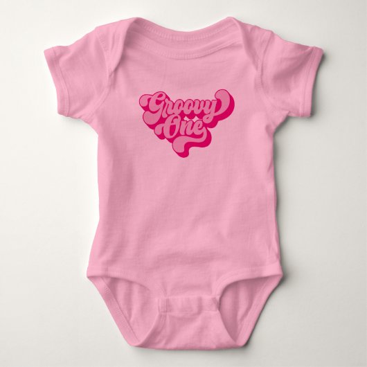 Retro Hot Pink Groovy One Baby Strampler (Vorderseite)