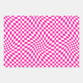 Retro Hot-Pink-Karo Warped Checkered Dorm Geschenkpapier Set (Vorderseite 3)