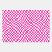 Retro Hot-Pink-Karo Warped Checkered Dorm Geschenkpapier Set (Vorderseite 2)