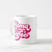 Retro Hot Pink Mama braucht Kaffee Müde Mama Kaffeetasse (Vorderseite Links)