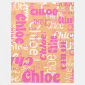 Retro Hot Pink Orange Individuelle Name Muster Mod Fleecedecke (Vorderseite)
