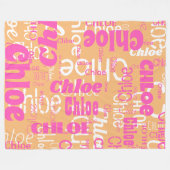 Retro Hot Pink Orange Individuelle Name Muster Mod Fleecedecke (Vorderseite (Horizontal))