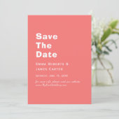 Retro Hot Pink Save the Date Karte (Stehend Vorderseite)