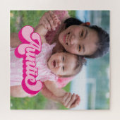 Retro Hot Pink Tantchen Foto Puzzle (Horizontal)