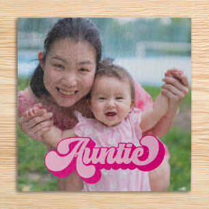 Retro Hot Pink Tante Foto Puzzle