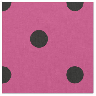 Retro Hot Pink und schwarzes Punkte-Muster Stoff