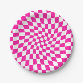 Retro Hot Pink Warpboard Pappteller