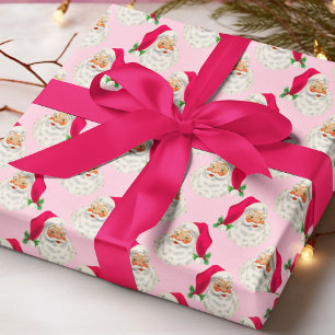 Retro Hot Pink Weihnachts-Umschlagpapier Geschenkpapier