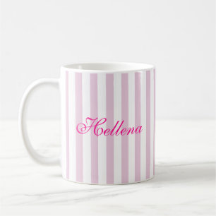 Retro Hot Pink Weiße Streifen Benutzername Kaffeetasse