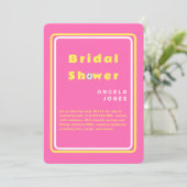 Retro Hot Pink/Yellow Daisis Brautparty Invi Einladung (Stehend Vorderseite)