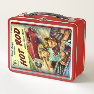Retro Hot Rod Rot Metall Lunchbox