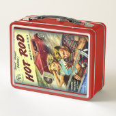 Retro Hot Rod Rot Metall Lunchbox (Rückseite)