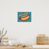 Retro Hotdog-Illustration für den nationalen Hotdo Poster (Küche)