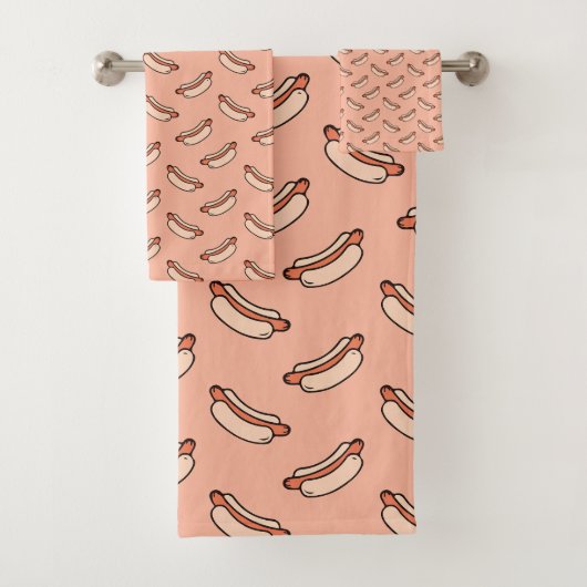 Retro-Hotdog-Nahtloses Muster Badhandtuch Set (Insitu)