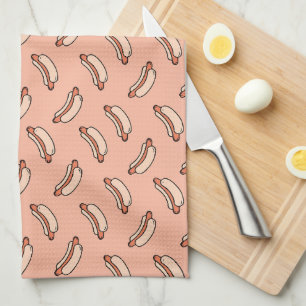 Retro-Hotdog-Nahtloses Muster Geschirrtuch