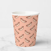 Retro-Hotdog-Nahtloses Muster Pappbecher (Links)