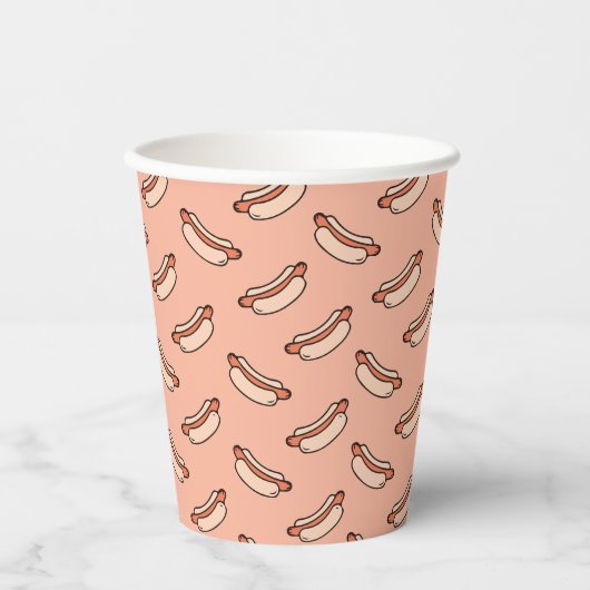 Retro-Hotdog-Nahtloses Muster Pappbecher (Vorderseite)