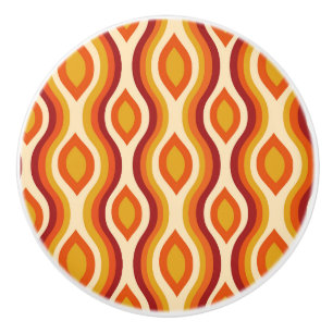 Retro Hourglass Ogee Muster in orange und gelb Keramikknauf