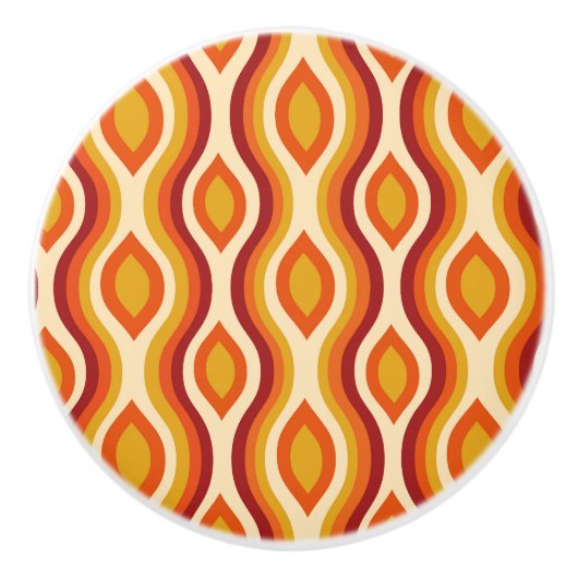 Retro Hourglass Ogee Muster in orange und gelb Keramikknauf (Vorderseite)