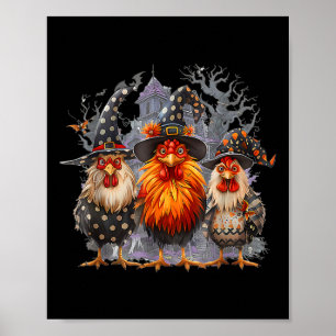 Retro House Hühner Hexenduft verwunderlich Herbst Poster