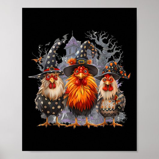 Retro House Hühner Hexenduft verwunderlich Herbst Poster (Vorne)