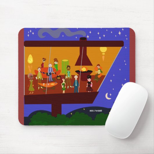 Retro House Party Fun Jet Set Design Mousepad (Mit Mouse)