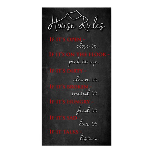 Retro House Rules of Kindness auf Chalkboard Poster (Vorderseite)