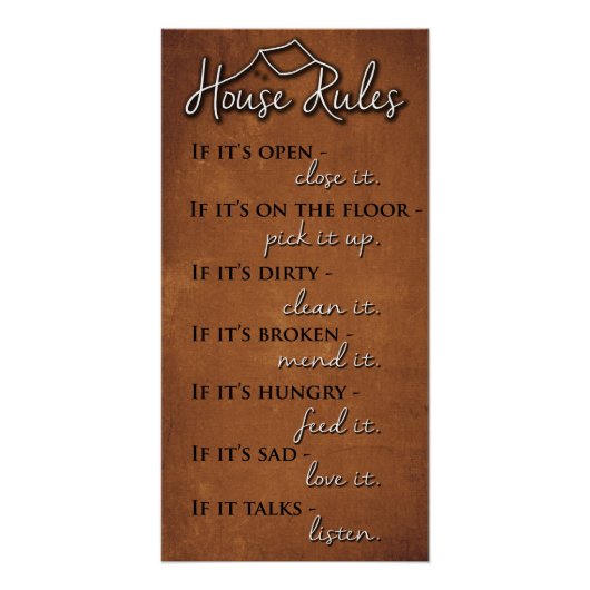 Retro House Rules of Kindness on Rusty Metal Poster (Vorderseite)
