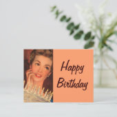 Retro Housefrau Birthday Postkarte (Stehend Vorderseite)