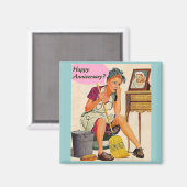 Retro Housefrau Jahrestag Magnet (Vorderseite/Rückseite)