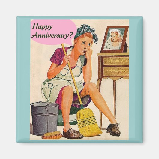 Retro Housefrau Jahrestag Magnet (Vorne)