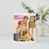 Retro Housefrau Jahrestag Postkarte (Stehend Vorderseite)