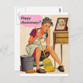 Retro Housefrau Jahrestag Postkarte (Vorne/Hinten)