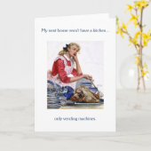 Retro Housefrau - Müde der Küche, Karte (Gelbe Blume)