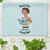 Retro Housefrau Rock Out mit Crock Out WOC Geschirrtuch (Gefaltet)