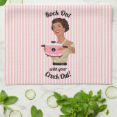 Retro Housefrau Rock Out mit Crock Out WOC Geschirrtuch (Gefaltet)