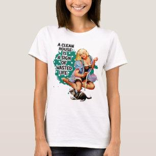 Retro Housefrau Spaß Button-up Girl of Art T-Shirt
